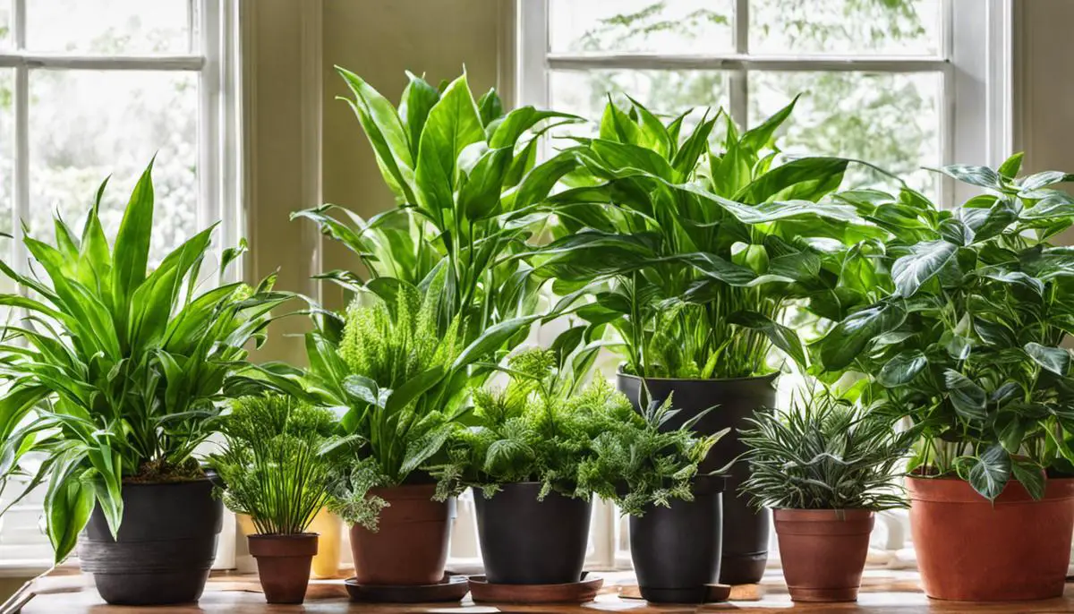 An image showing healthy houseplants and their specific needs.