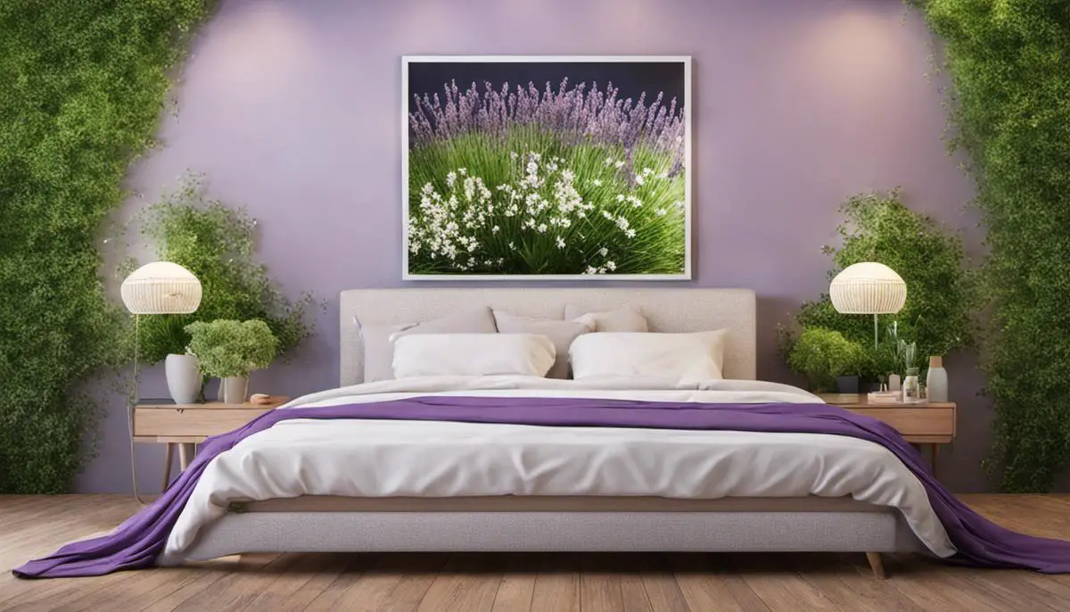Image of lavender and jasmine plants in a bedroom, creating a serene environment for better sleep.